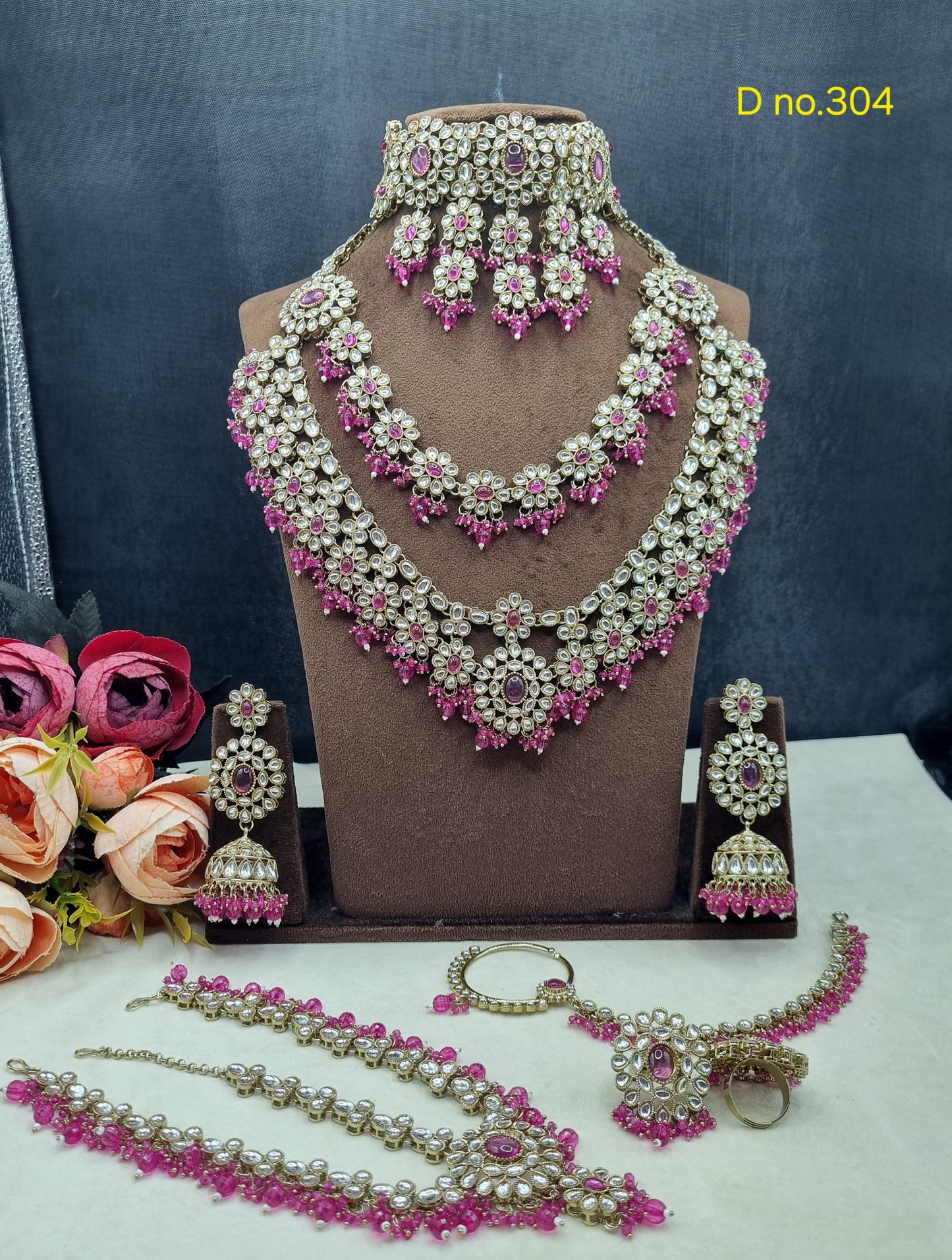 Complete Bridal Jewelry Set – Antique Gold-Plated Choker, Rani Haar & Accessories
