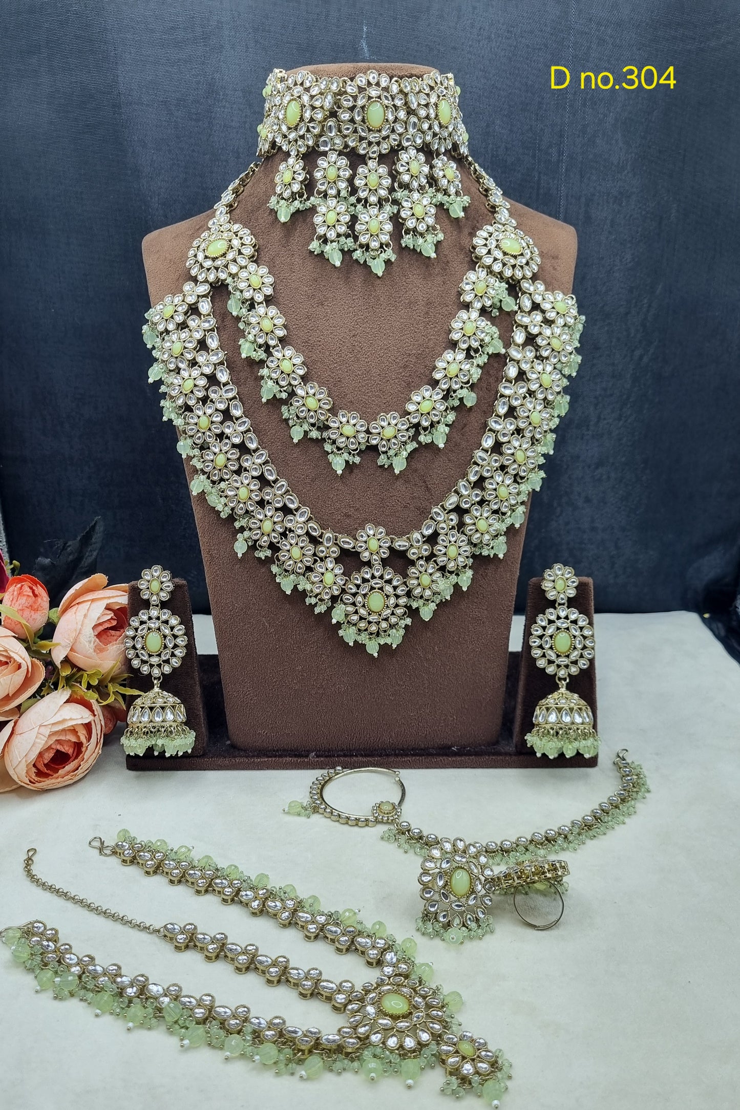 Complete Bridal Jewelry Set – Antique Gold-Plated Choker, Rani Haar & Accessories
