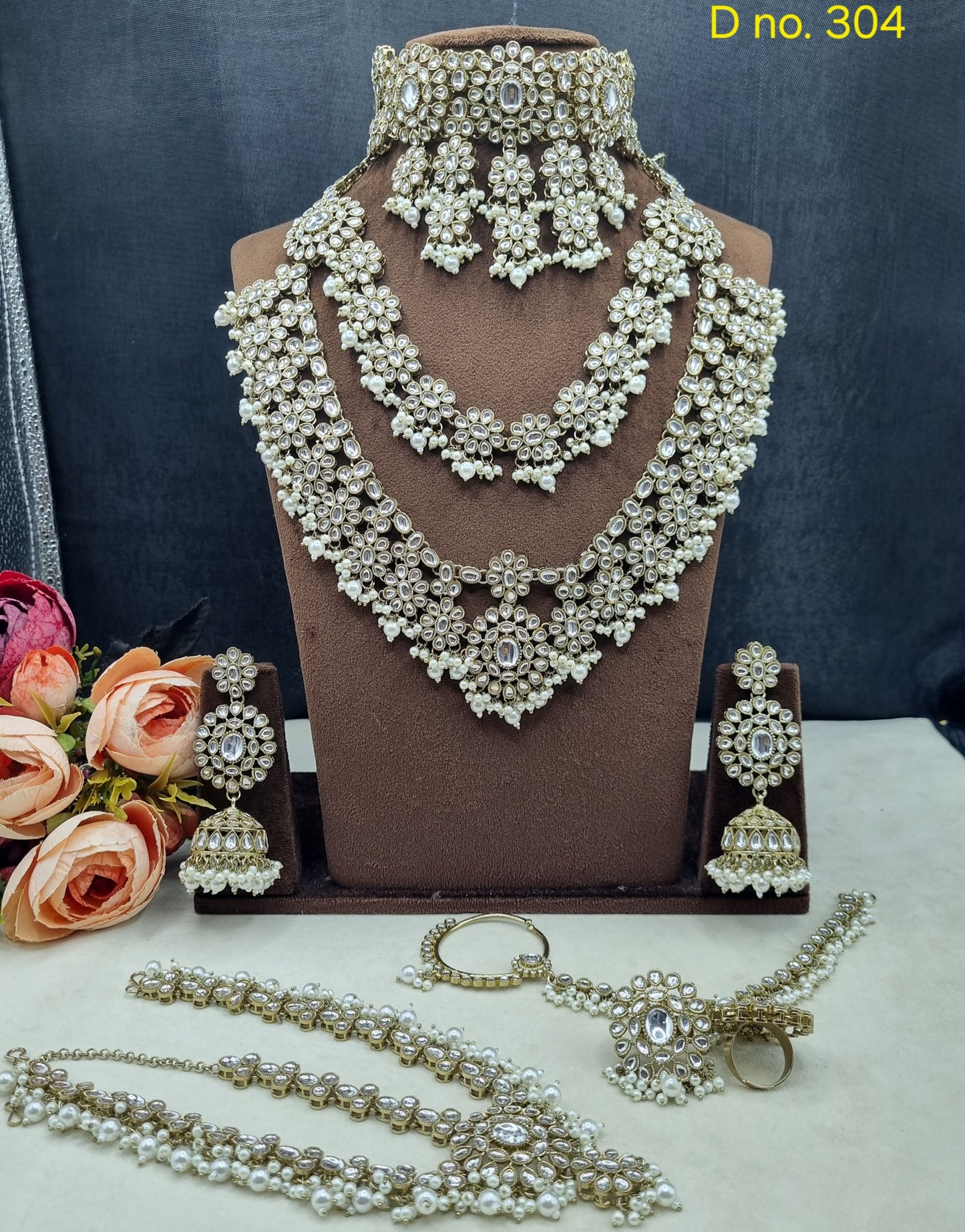 Complete Bridal Jewelry Set – Antique Gold-Plated Choker, Rani Haar & Accessories