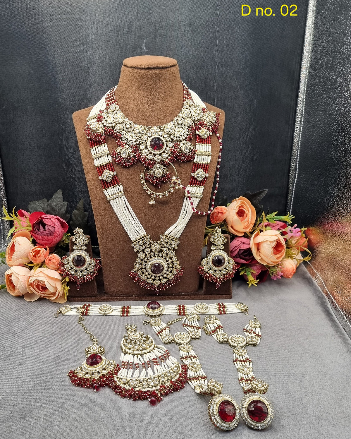 Complete Kundan & Pearl Beaded Bridal Jewellery Set