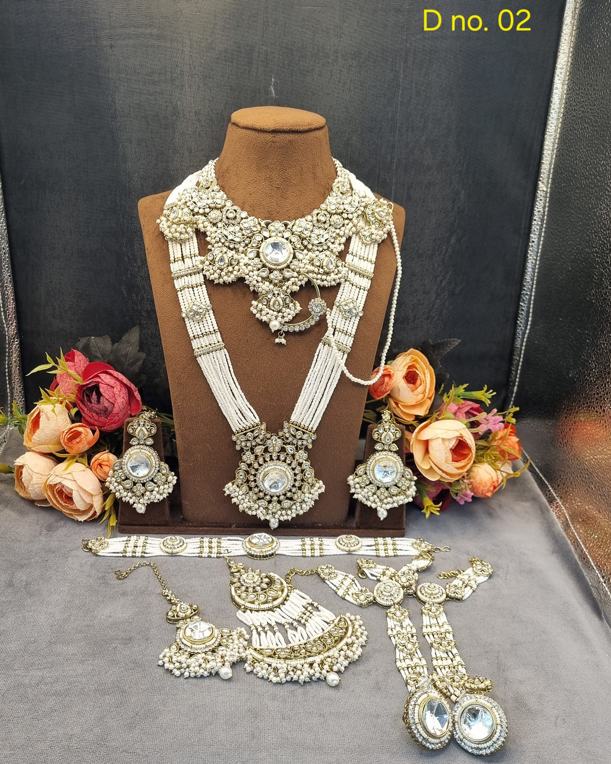 Complete Kundan & Pearl Beaded Bridal Jewellery Set