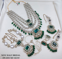 Kundan Layered Rani Haar Bridal Jewellery Set with Earrings, Matha Patti, Nath & Rings
