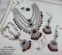 Kundan Layered Rani Haar Bridal Jewellery Set with Earrings, Matha Patti, Nath & Rings