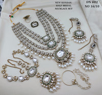 Kundan Layered Rani Haar Bridal Jewellery Set with Earrings, Matha Patti, Nath & Rings