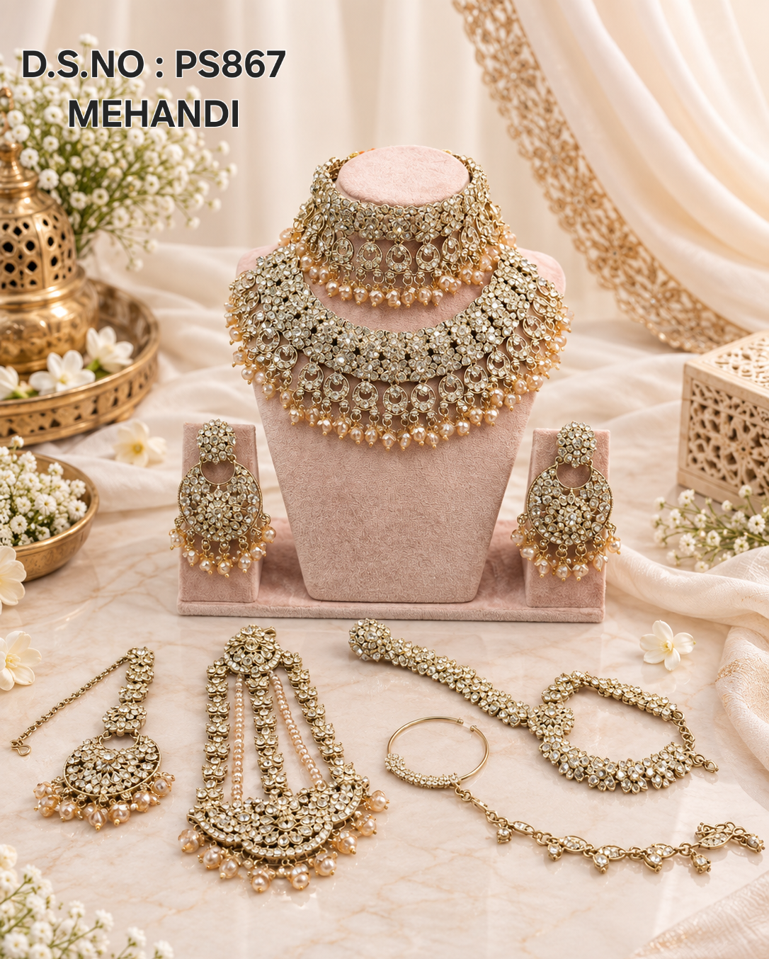 Antique Gold Polki Bridal Jewellery Set