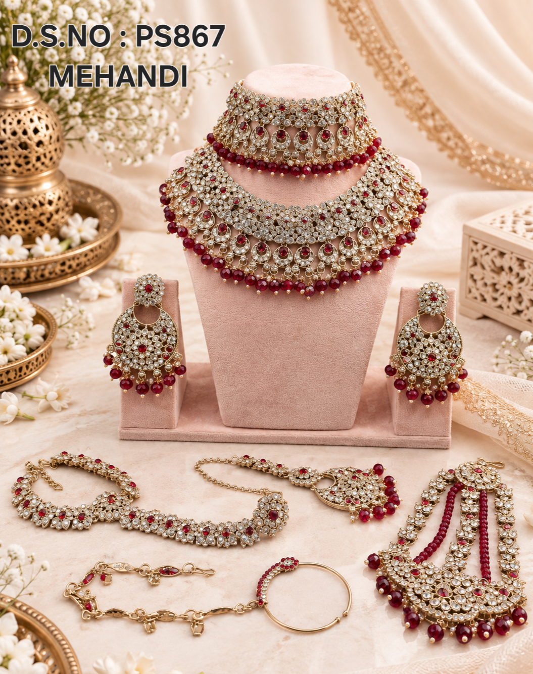 Antique Gold Polki Bridal Jewellery Set