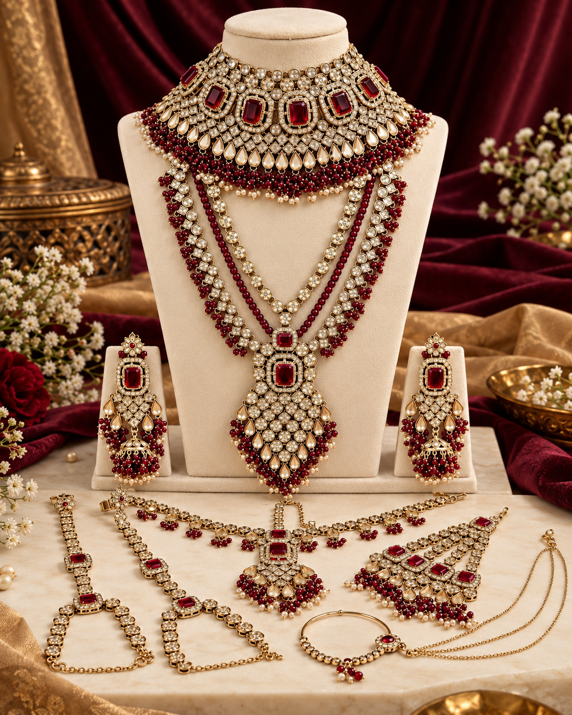 Royal Shadow Work Full Bridal Jewellery Set