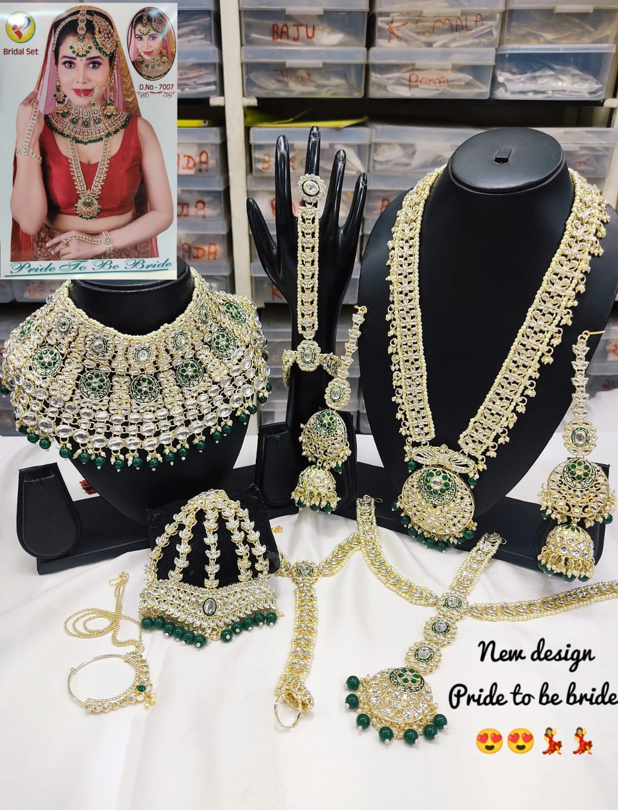 Bridal Collection Handcrafted Emerald Green Kundan for the Modern Bride