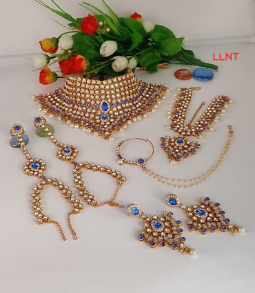 Dulhan Collection Gold Plated Bridal Jewellery Set 7-Piece For Woman