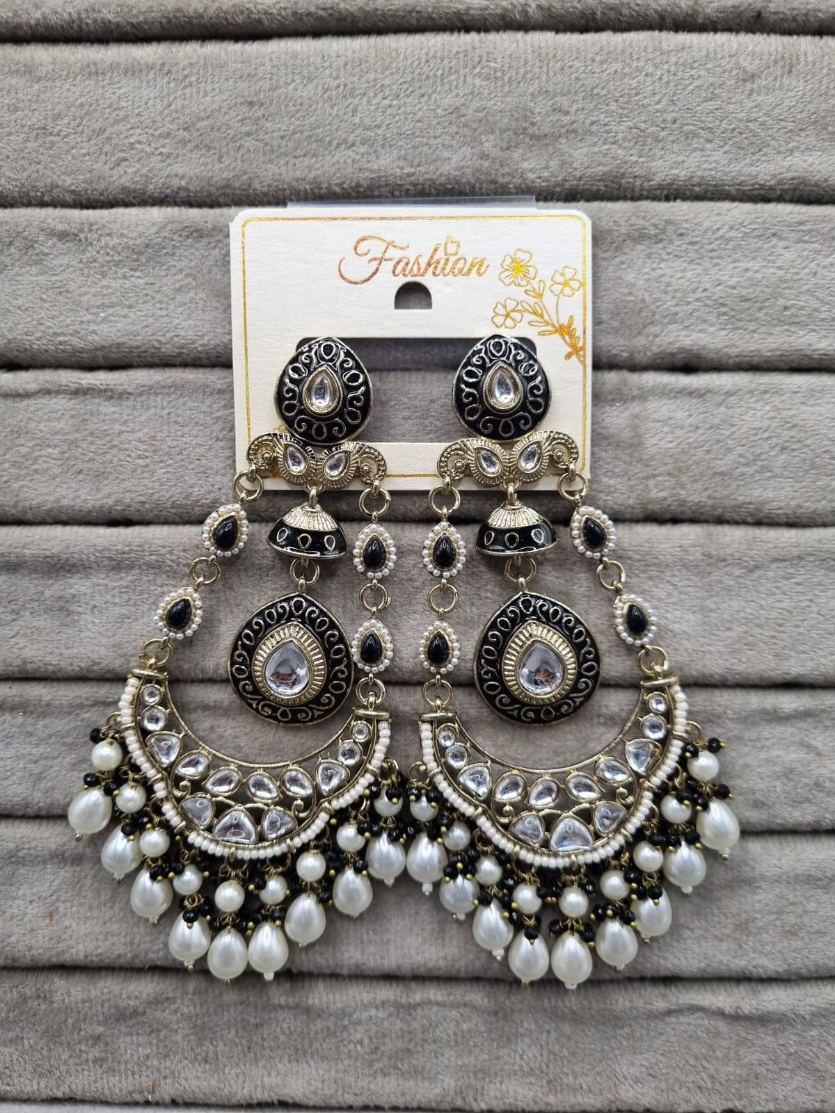 Handcrafted Meenakari & Pearl Bahubali Earrings
