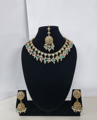 Traditional Floral Choker Necklace set With Earrings & Maang Tikka