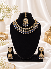 Traditional Floral Choker Necklace set With Earrings & Maang Tikka