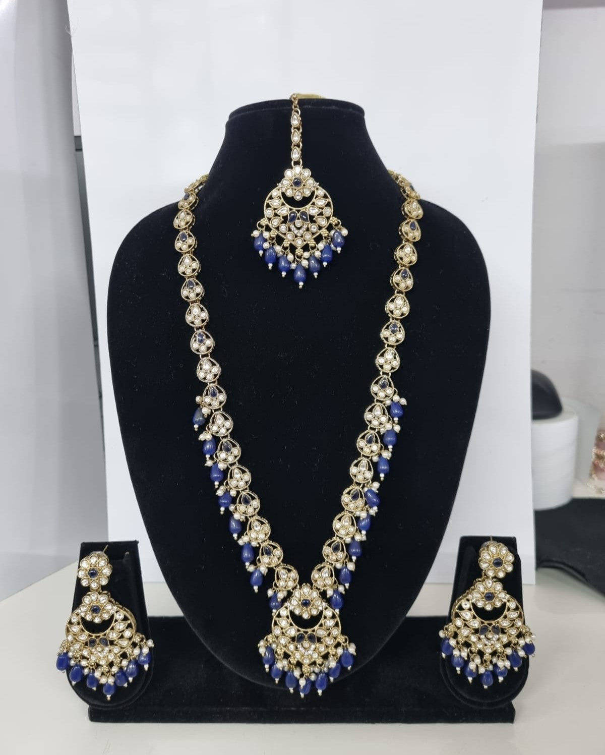 Blush Petal Long Bridal Necklace Set