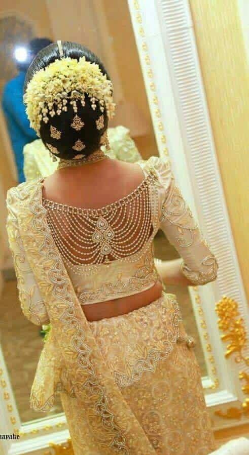 Ethereal Pearl Back Bridal Blouse Designer Gold Embroidered Wedding Saree Back Brooch