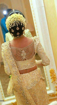 Ethereal Pearl Back Bridal Blouse Designer Gold Embroidered Wedding Saree Back Brooch