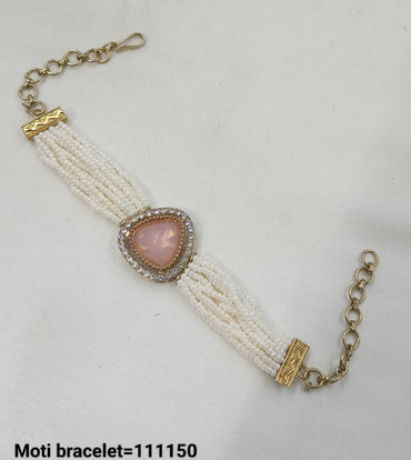 Traditional CZ Moti Beaded Bracelet with Stone Centerpiece – Lucentemarket