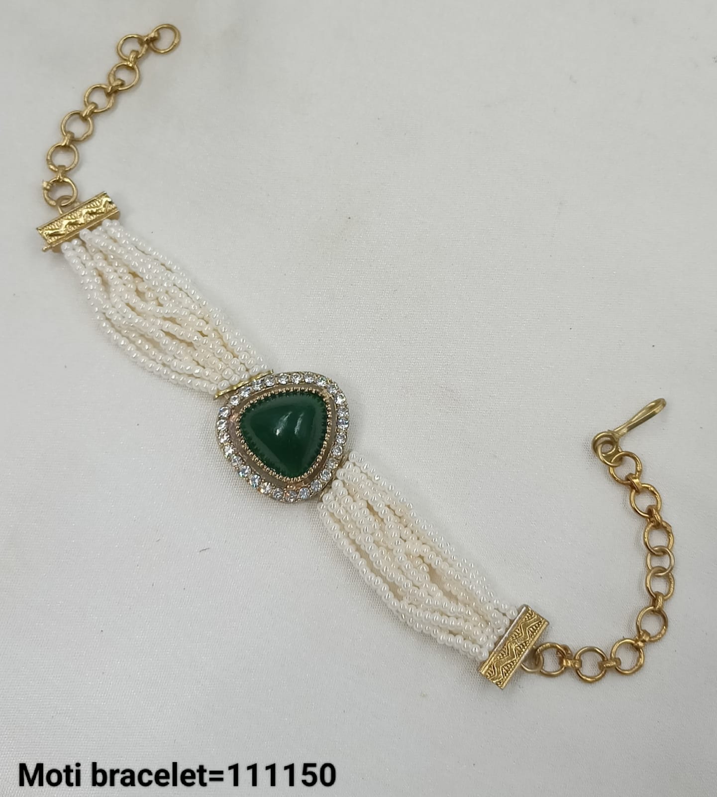 Traditional CZ Moti Beaded Bracelet with Stone Centerpiece – Lucentemarket