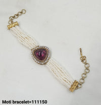Traditional CZ Moti Beaded Bracelet with Stone Centerpiece – Lucentemarket
