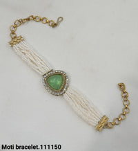 Traditional CZ Moti Beaded Bracelet with Stone Centerpiece – Lucentemarket
