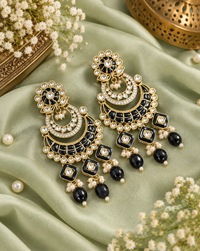 Royal Chandbali Statement Earrings with Meenakari & Pearl Drops
