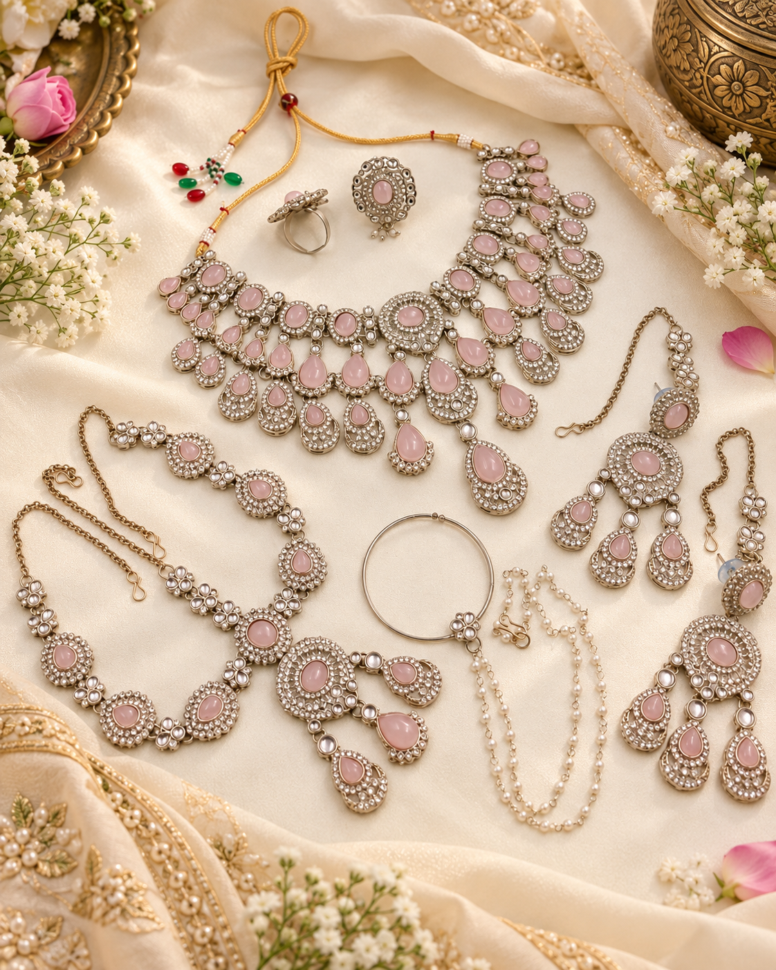 Handcrafted Kundan Half Bridal Jewellery Set