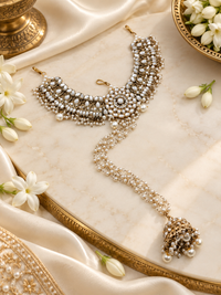 Royal Kundan Choti Patti with Hanging Pearl Jhumka