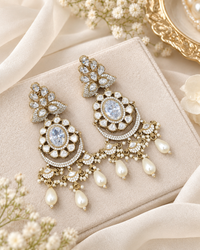 Intricate Stone-Studded Medallion Chandelier Earrings