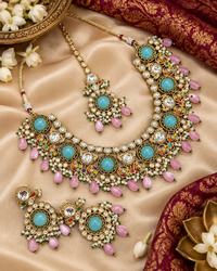 Traditional Gold-Tone Kundan Choker Set with Pearl Accents