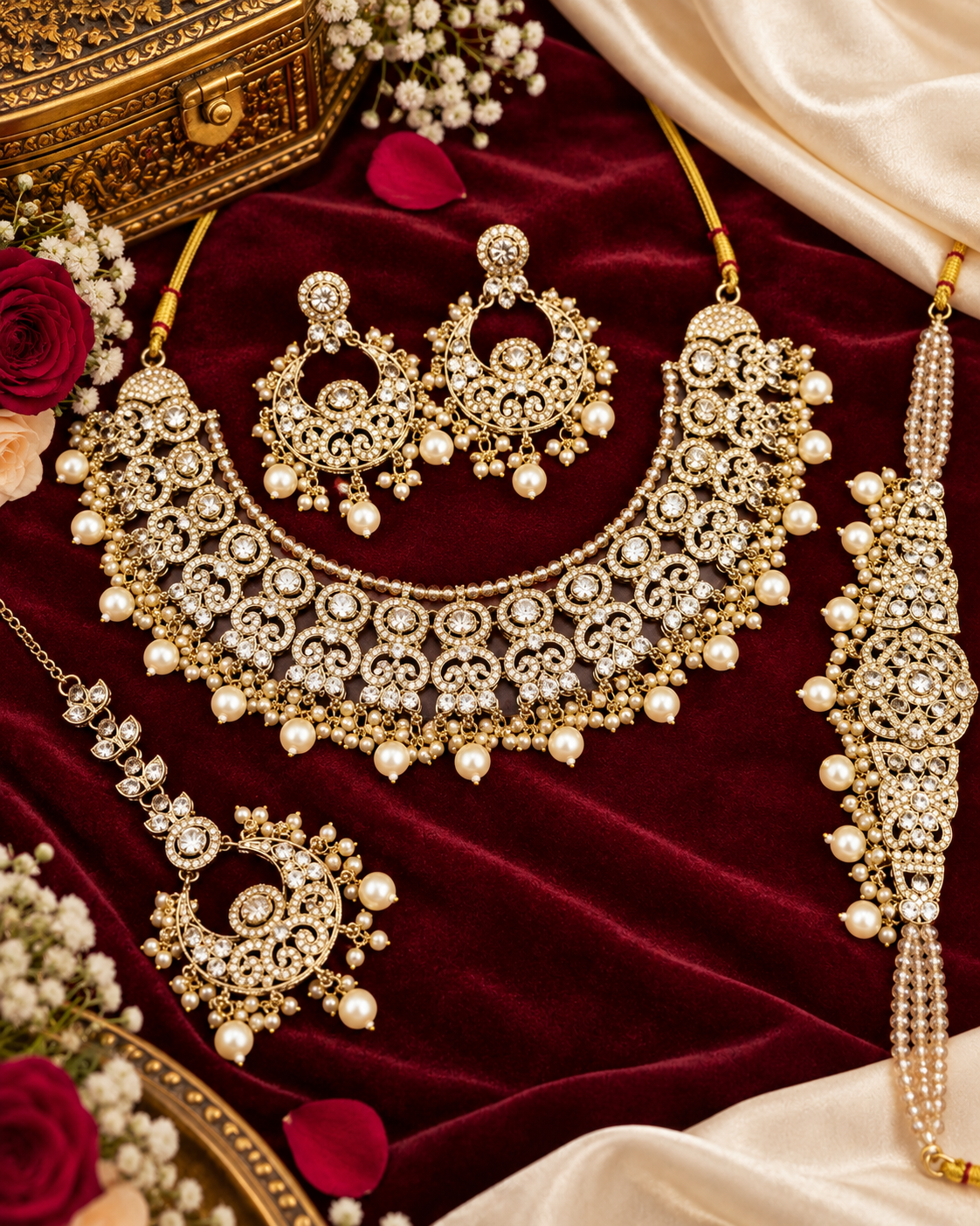 Royal Antique Gold Zircon Bridal Jewelry Set