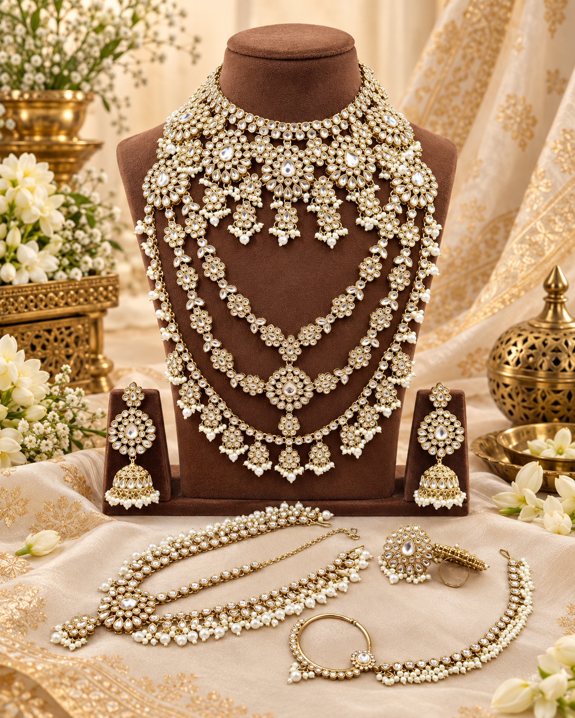 Royal Bridal Jewelry Set – Multi-Layered Haar & Choker Set