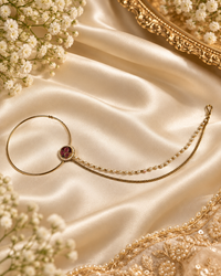 Classic Floral Motif Bridal Nath with Pearl & Layered Chain