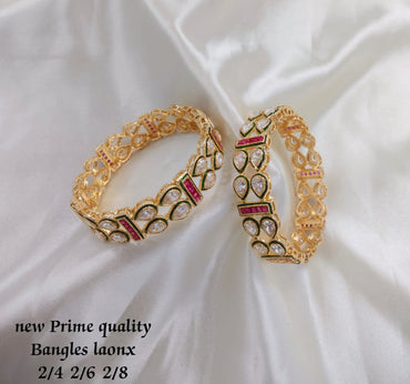 Gold Plated Kundan Bangle set