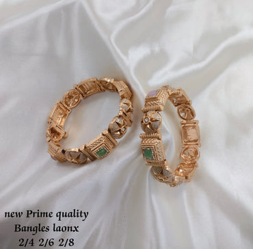 Latest Traditional Gold Plated Minakari Unique Design Openable Copper Bangle Set For Women And Girls