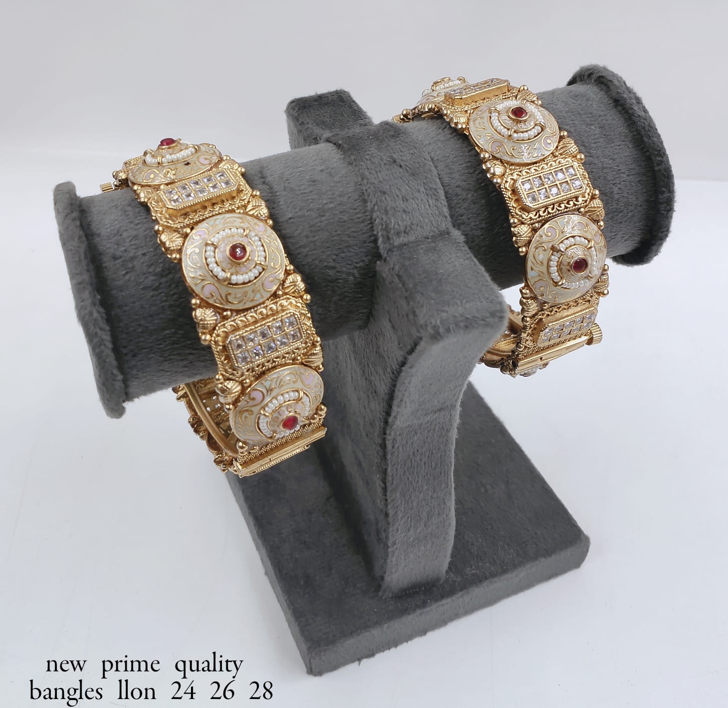 Copper Meenakari Gold Plated Kada Bangles Set