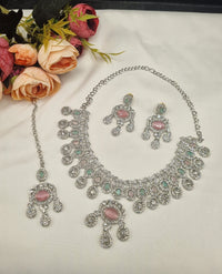 Vogue Crystal Choker Set with Tikka & Earrings