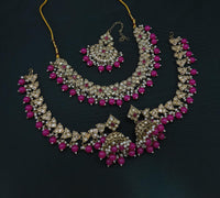 Royal Maroon & Gold Drop Choker Bridal Set.