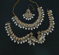 Royal Maroon & Gold Drop Choker Bridal Set.