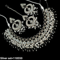 Fancy Silver Plated Choker Necklace Set