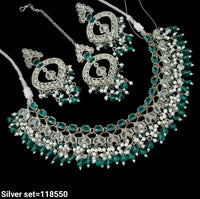 Fancy Silver Plated Choker Necklace Set