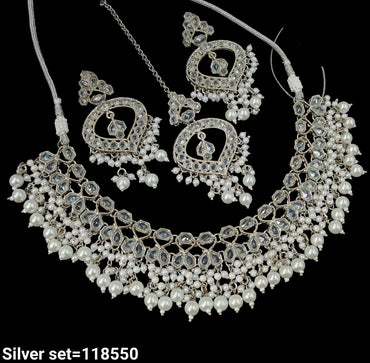 Fancy Silver Plated Choker Necklace Set