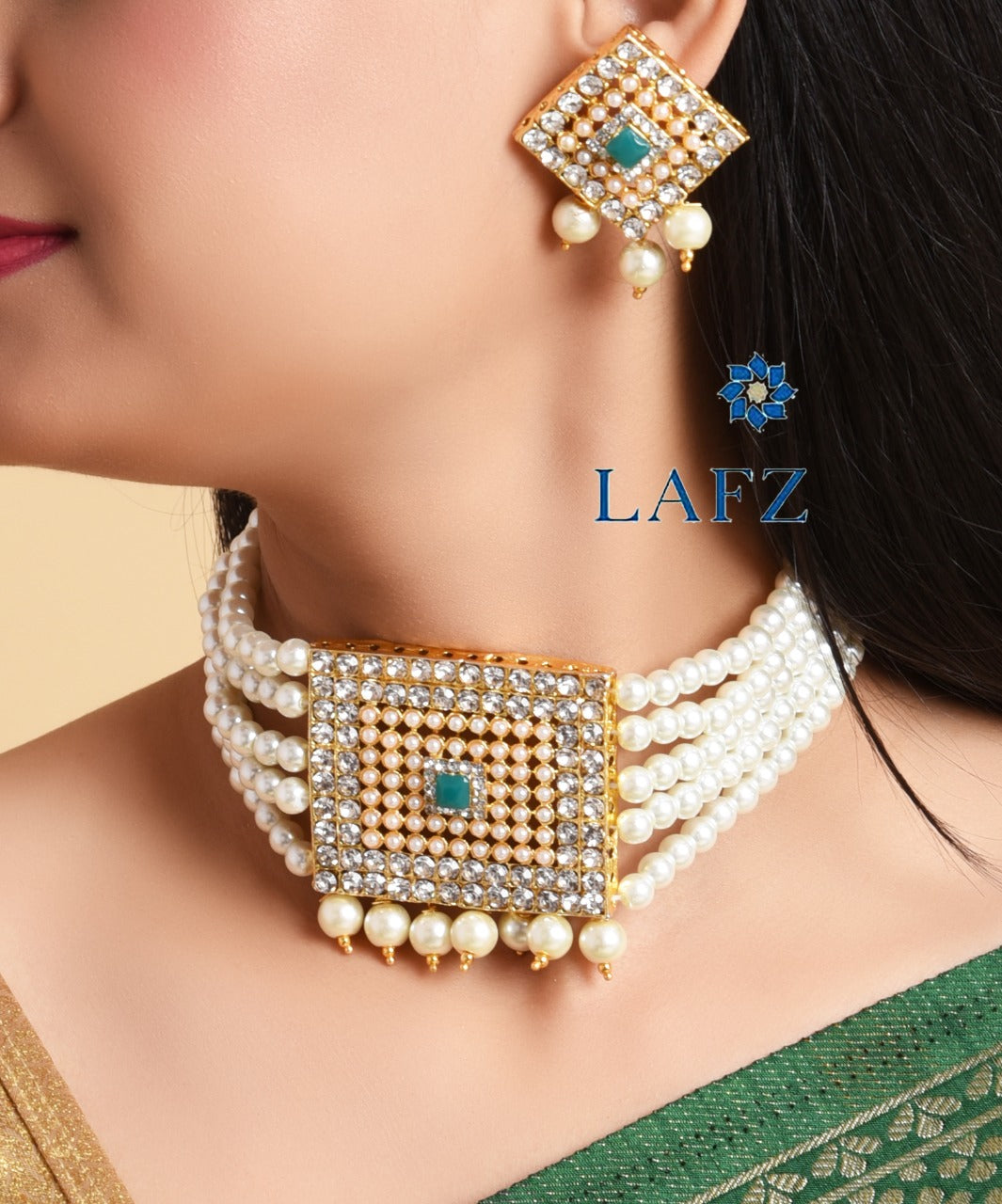Emerald Green Pearl Jewellery Set