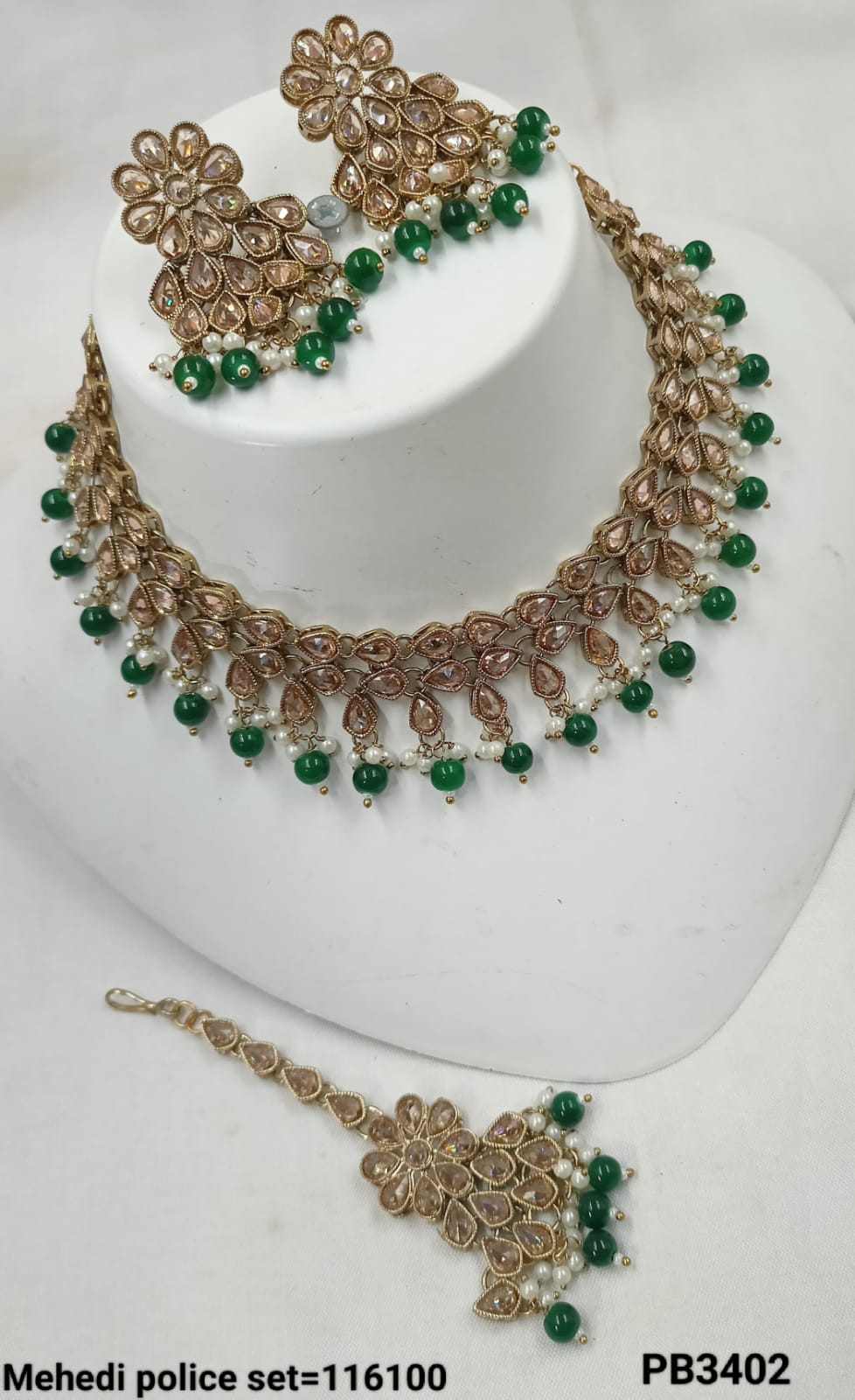 Fancy Choker Antique Gold Plated Necklace Set