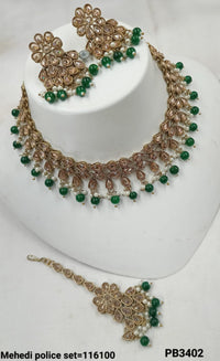 Fancy Choker Antique Gold Plated Necklace Set