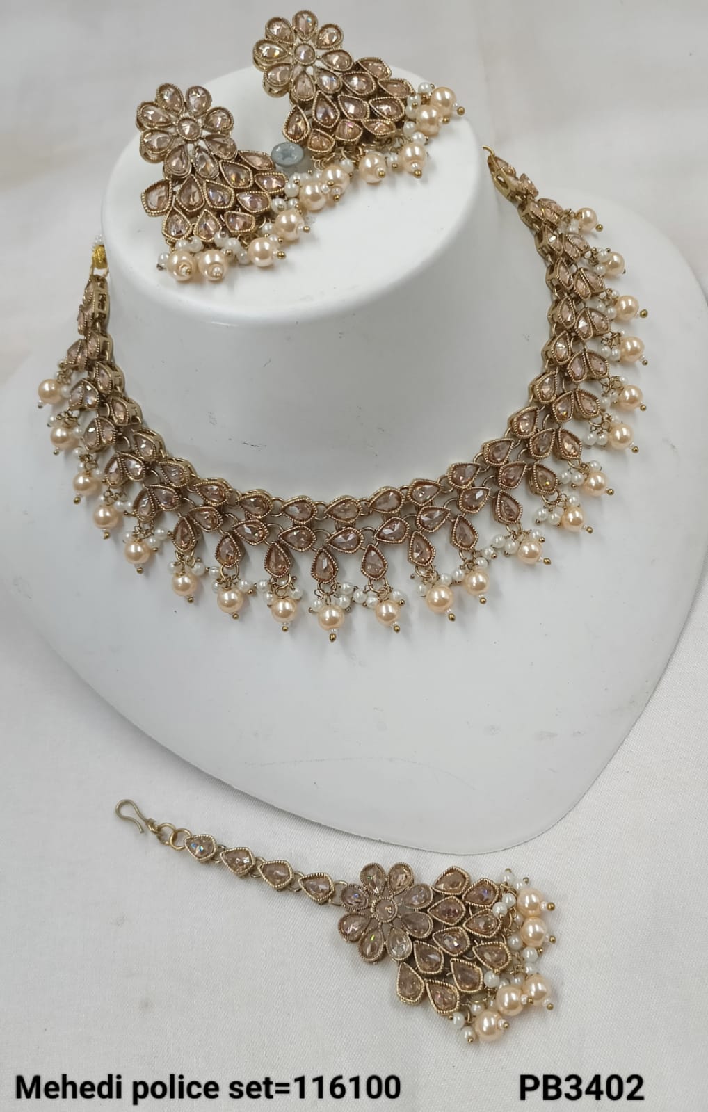 Fancy Choker Antique Gold Plated Necklace Set