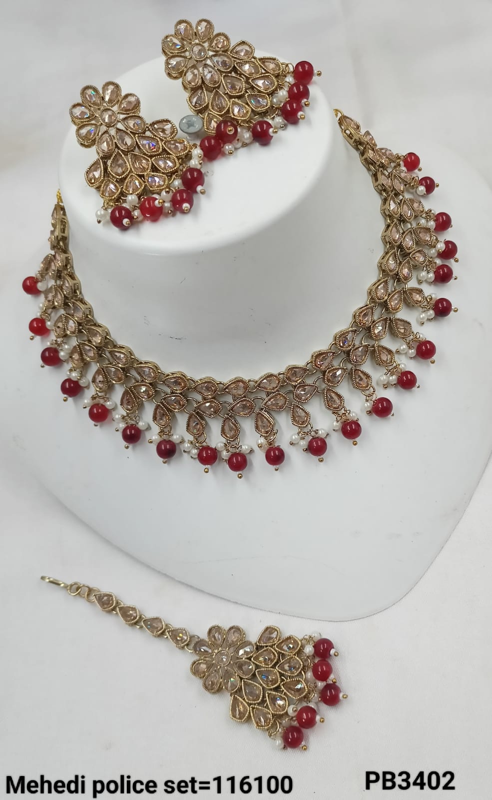 Fancy Choker Antique Gold Plated Necklace Set