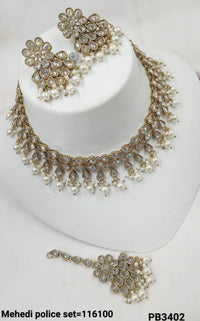 Fancy Choker Antique Gold Plated Necklace Set