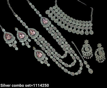 Silver Plated Fancy Combo Necklace Set