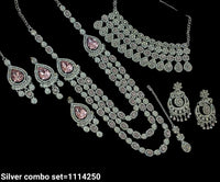 Silver Plated Fancy Combo Necklace Set