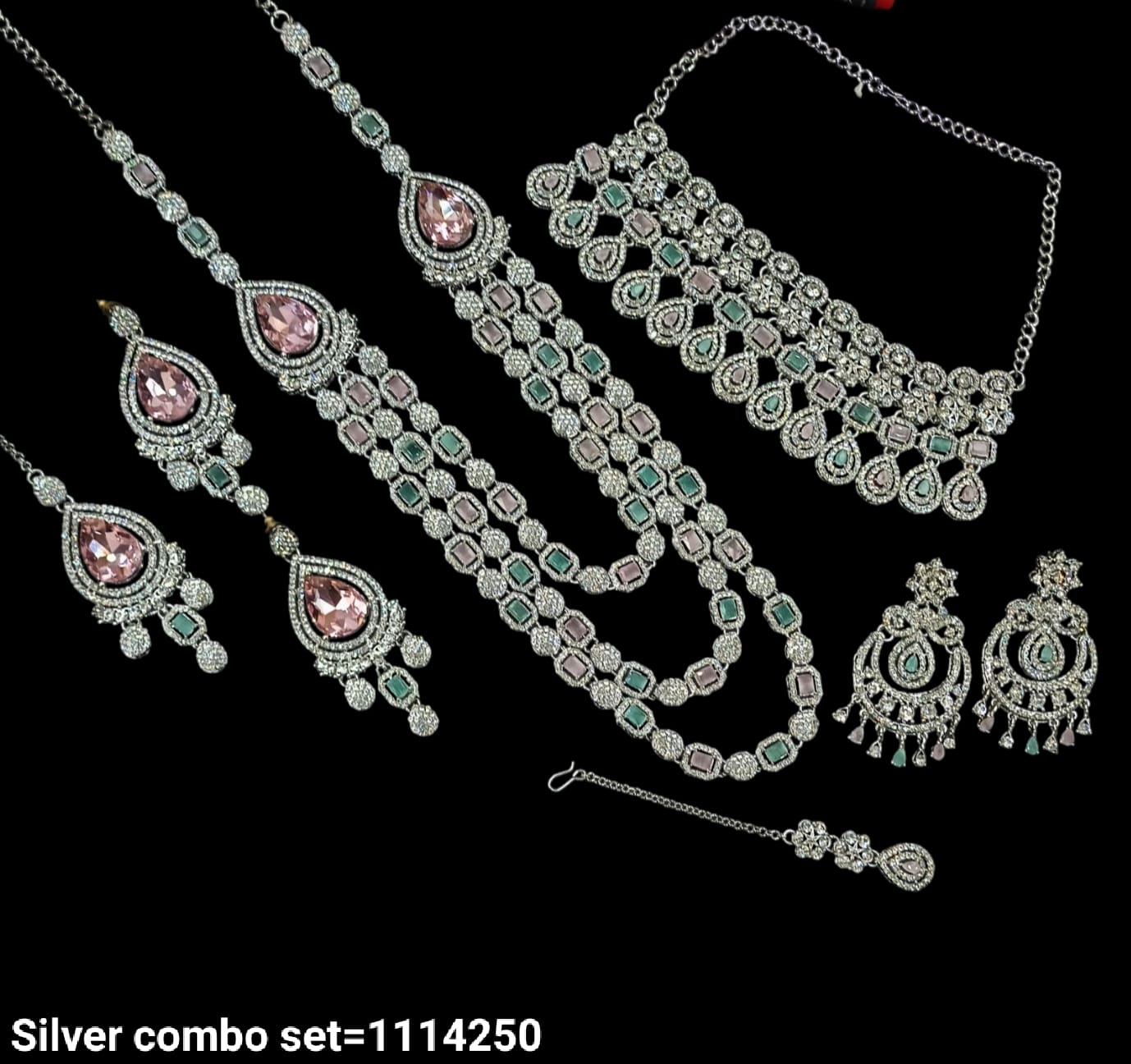 Silver Plated Fancy Combo Necklace Set