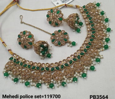 Antique Gold Plated With Pearl Choker Necklace Set
